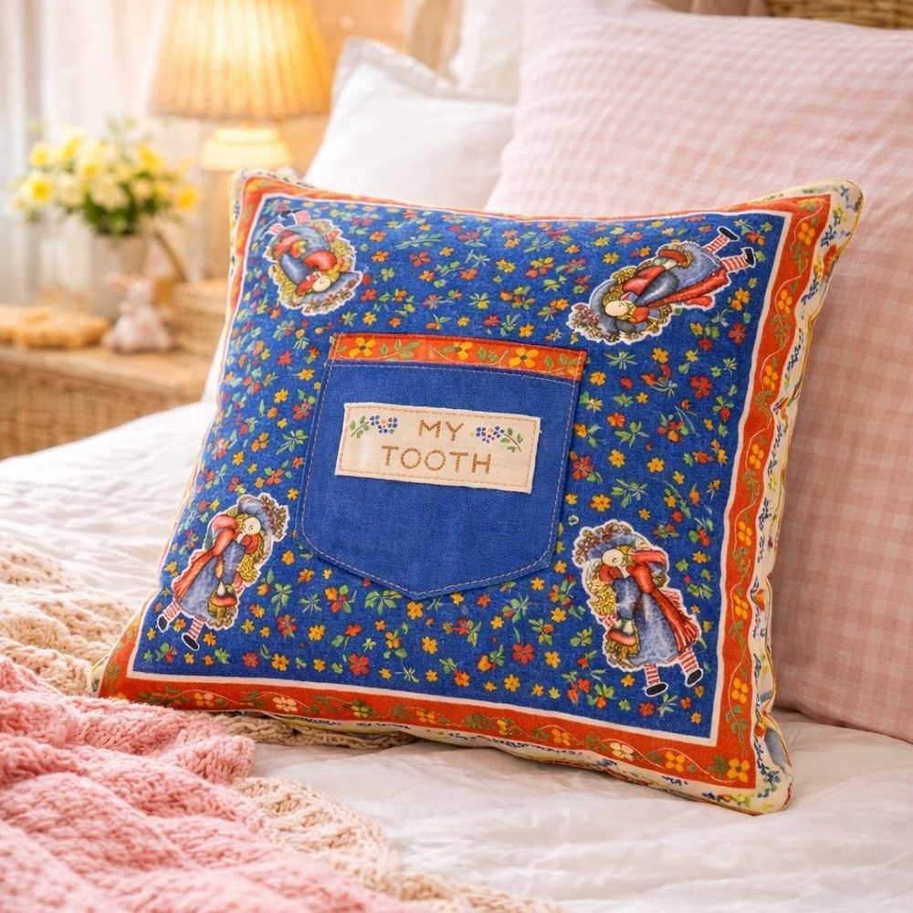 Vintage Holly Hobbie Pillow 16x16 Tooth Fairy Pocket Cottagecore Nursery